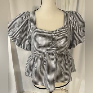 Old Navy chambray striped puff sleeve top